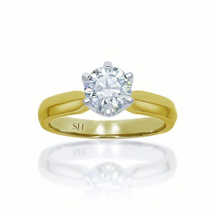 Modern 6-Claw Solitaire Engagement Ring with Knife Edge Band - W0002