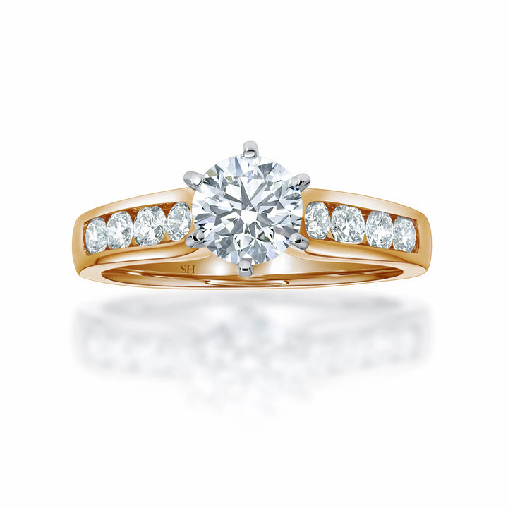 6-claw channel set timeless engagement ring - W0353