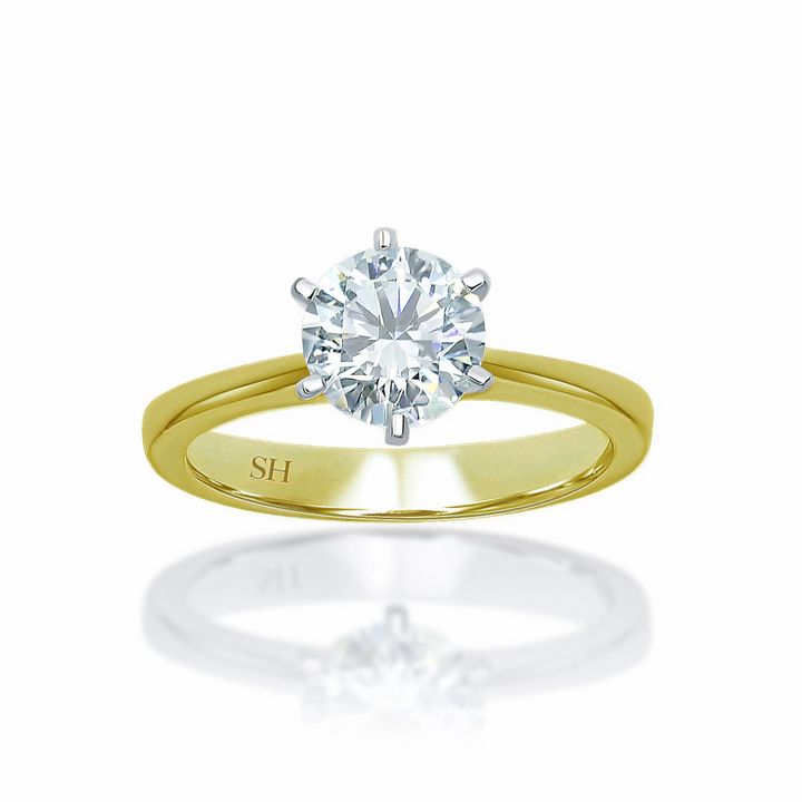 Minimalistic 6-Claw Solitaire Engagement Ring - W0003
