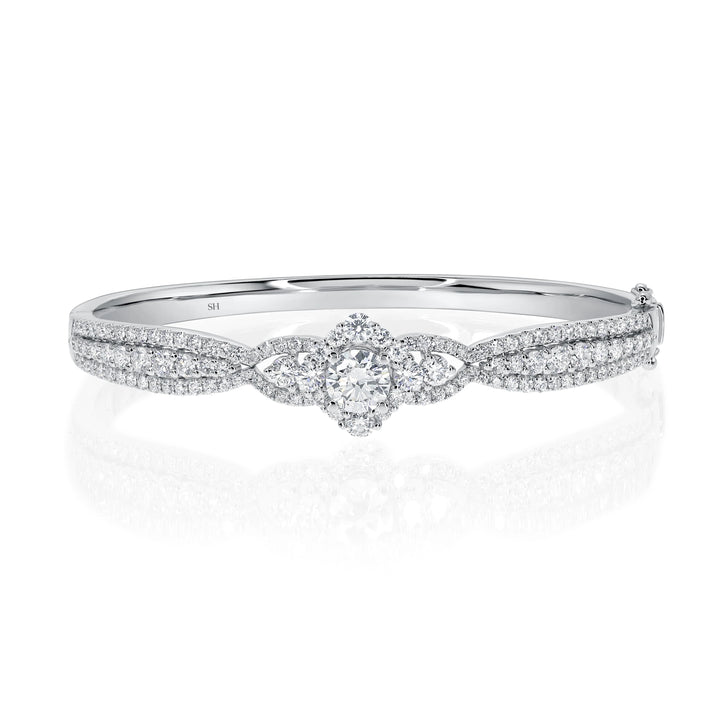Triple Leafy Halo Diamond  Bangle 4.5mm - W0915