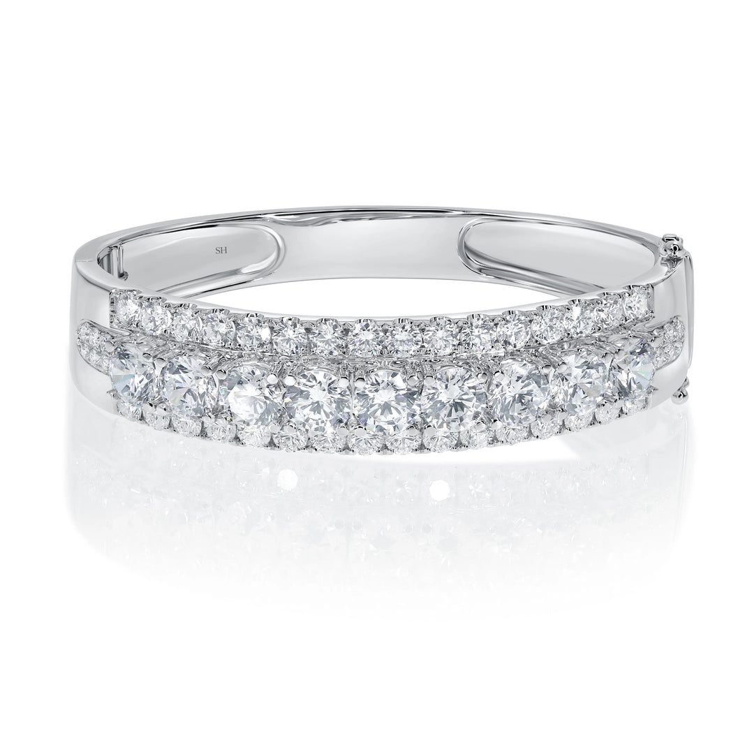 The Majestic Raised Centre Multi Diamond Bangle 12.6mm - W0938