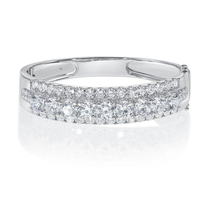 The Majestic Raised Centre Multi Diamond Bangle 12.6mm - W0938