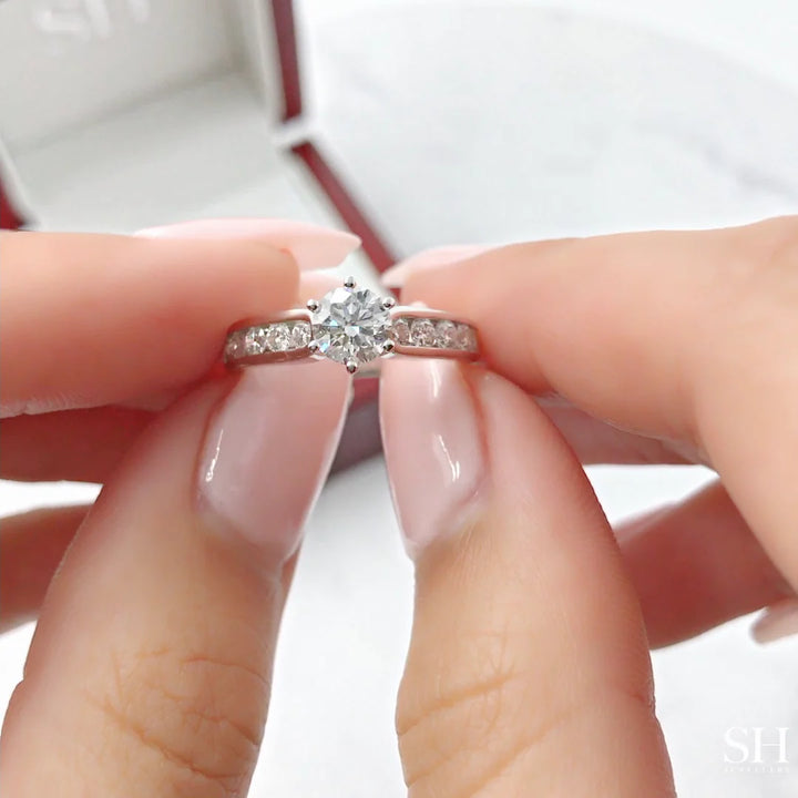 6-claw channel set timeless engagement ring - W0353