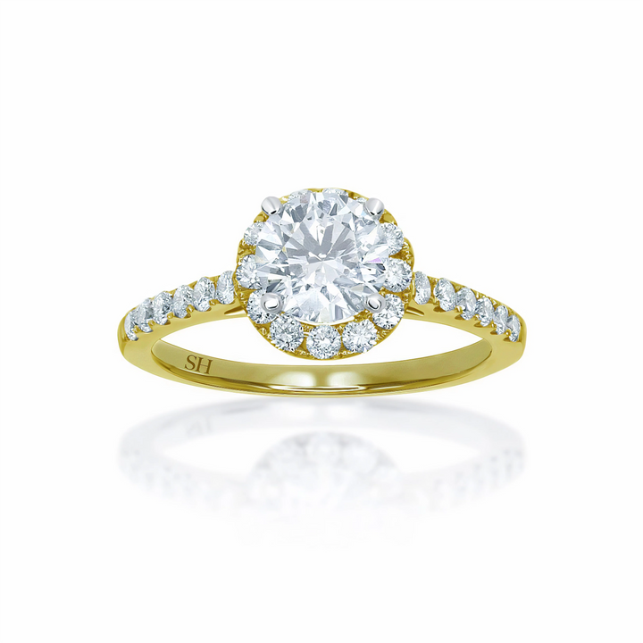 Halo Style Engagement Ring with Pavé-Set Band - W0045