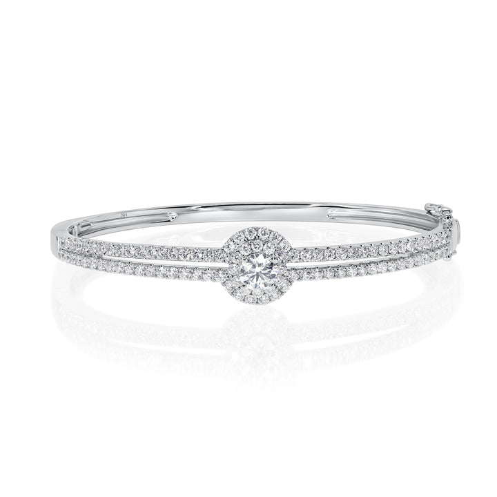 Double Delight Halo Centre in Split Two Row Bangle - W0916