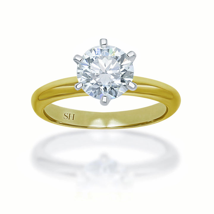 Classic 6-Claw Solitaire Engagement Ring - W0004