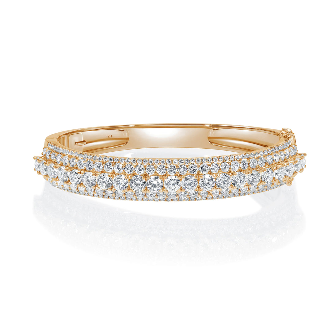 The Majestic Raised Centre Row with Pave Set Sides in 5-Row Diamond Bangle - W0932
