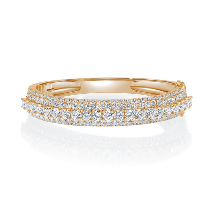 The Majestic Raised Centre Row with Pave Set Sides in 5-Row Diamond Bangle - W0932