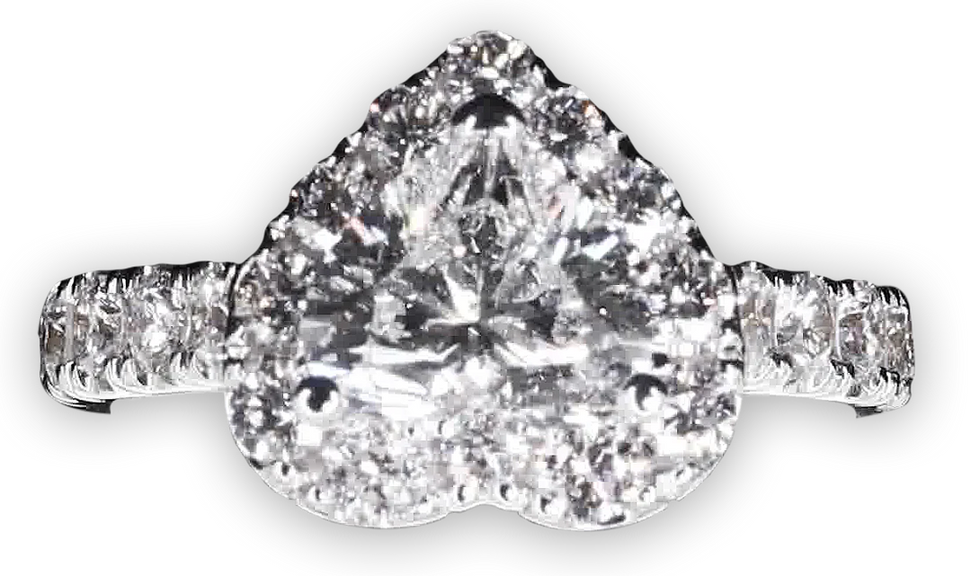 Bold Halo Heart-Shaped Engagement Ring with Pavé-Set Band - W0583