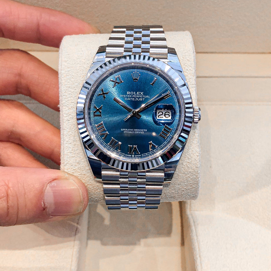 Rolex Datejust41 41mm Steel/WG Azzurro Blue Dial Numeral Markers 2024 Ref m126334-0026 (#599)
