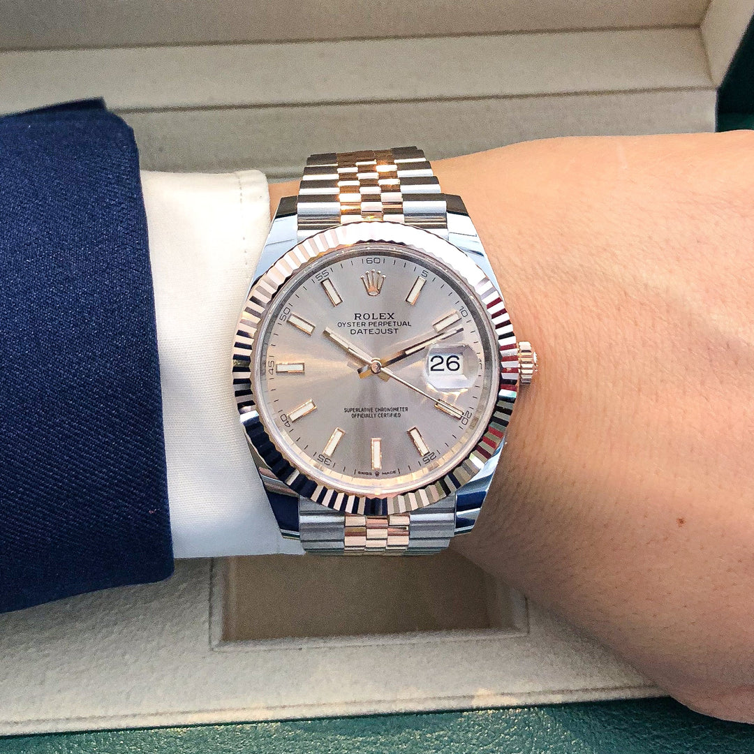 Rolex Datejust41 41mm Steel/RG Sundust Dial Stick Markers 2024 Ref m126331-0010 (#654)