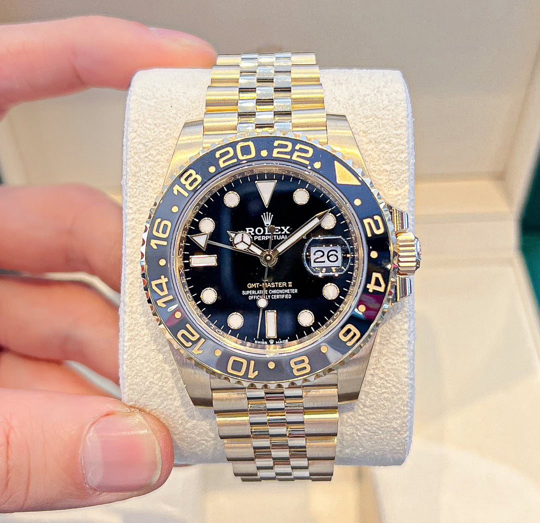 Rolex GMT-Master II 40mm YG Black Dial Button Markers 2024 Ref m126718grnr-0001 (#858)