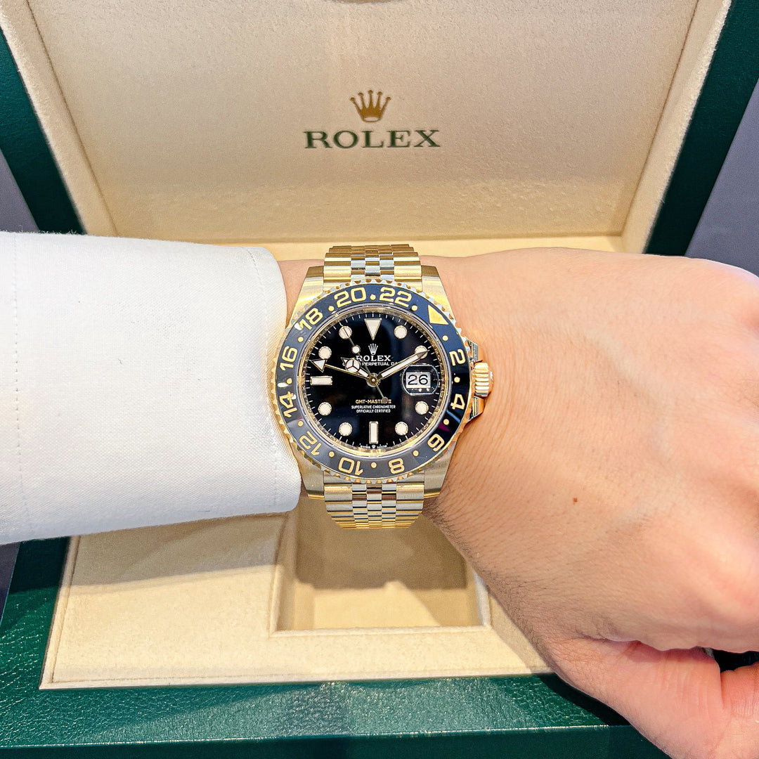 Rolex GMT-Master II 40mm YG Black Dial Button Markers 2024 Ref m126718grnr-0001 (#858)