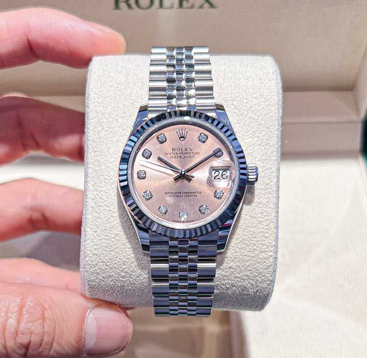 Rolex Datejust31 31mm Steel/WG Pink Dial Diamond Markers 2024 Ref m278274-0032 (#668)