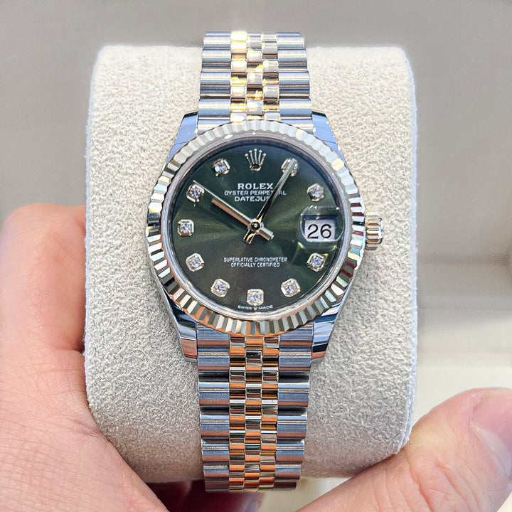 Rolex Datejust31 31mm Steel/YG Olive Green Dial Diamond Markers 2024 Ref m278273-0030 (#677)