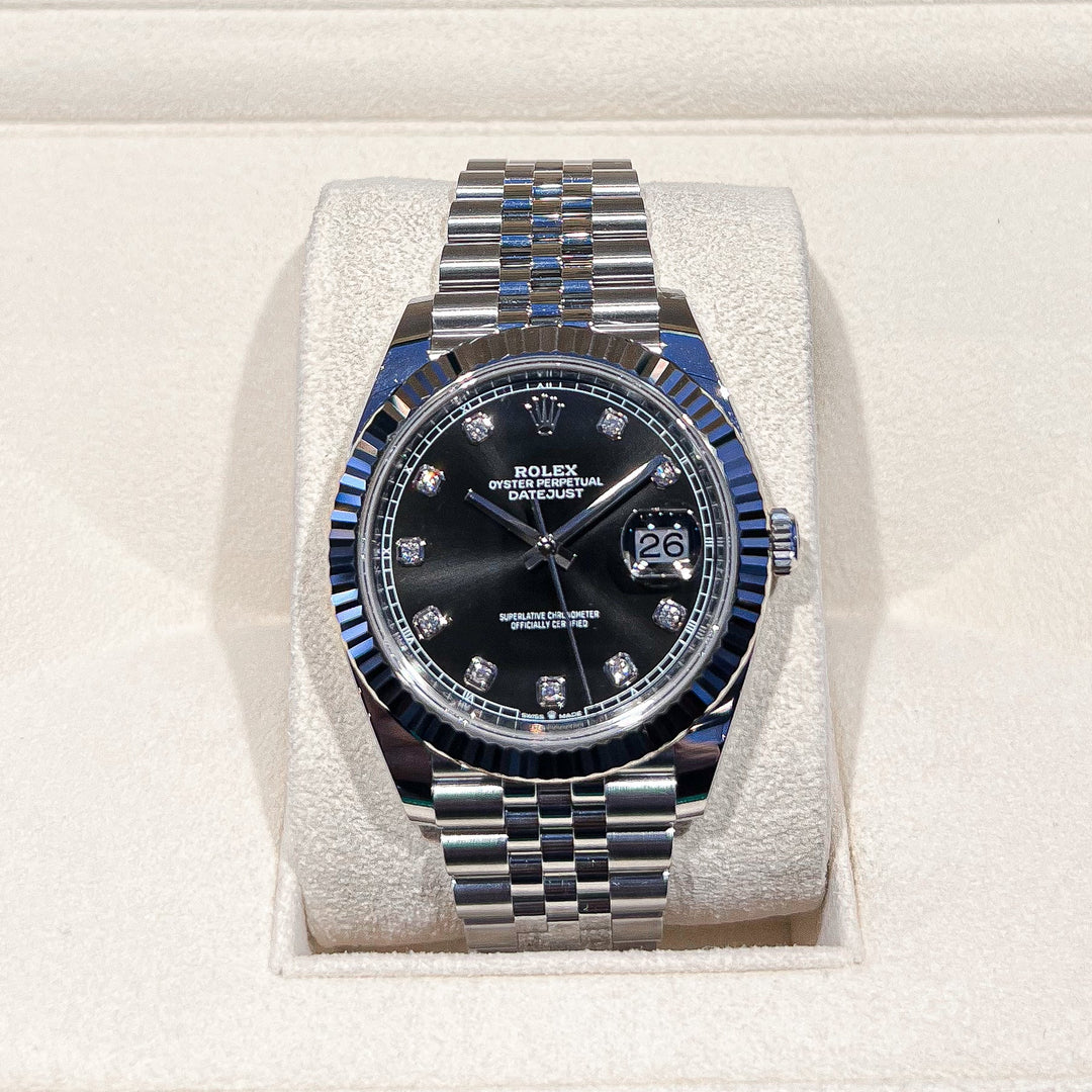 Rolex Datejust41 41mm Steel/WG Black Dial Diamond Markers 2025 Ref m126334-0012 (#917)