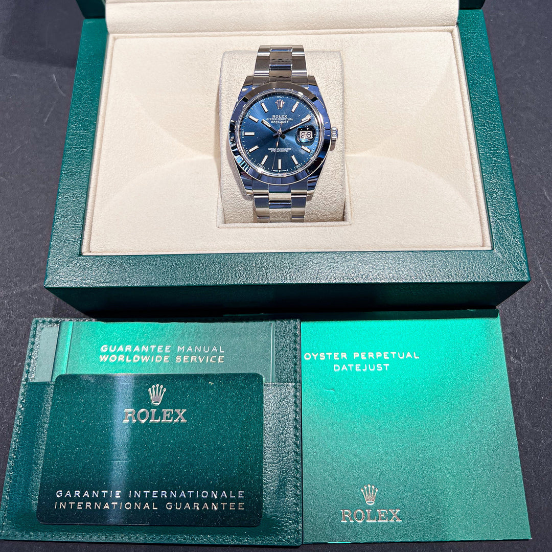 Rolex Datejust41 41mm Steel Blue Dial Stick Markers 2023 Ref m126300-0001 (#748)