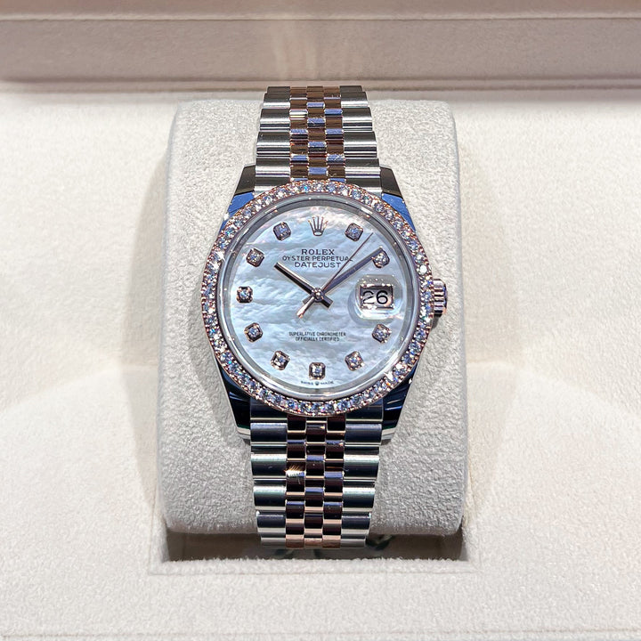 Rolex Datejust36 36mm Steel/RG MOP Dial Diamond Markers 2024 Ref m126281rbr-0009 (#713)