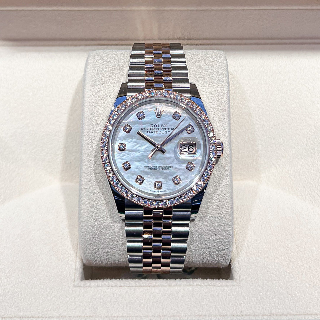 Rolex Datejust36 36mm Steel/RG MOP Dial Diamond Markers 2024 Ref m126281rbr-0009 (#831)