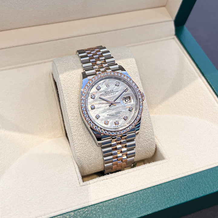 Rolex Datejust36 36mm Steel/RG MOP Dial Diamond Markers 2024 Ref m126281rbr-0009 (#831)