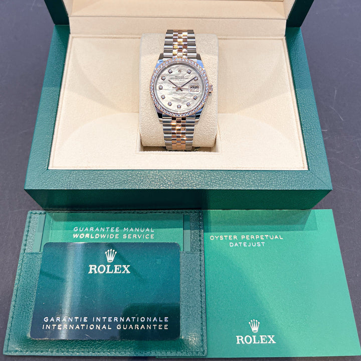 Rolex Datejust36 36mm Steel/RG MOP Dial Diamond Markers 2024 Ref m126281rbr-0009 (#831)