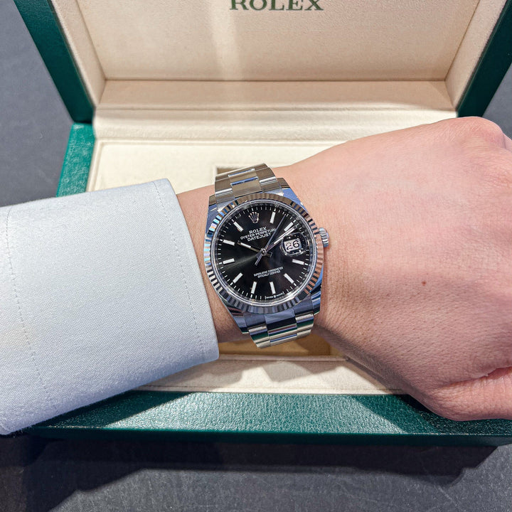 Rolex Datejust36 36mm Steel/WG Black Dial Stick Markers 2024 Ref m126234-0016 (#641)