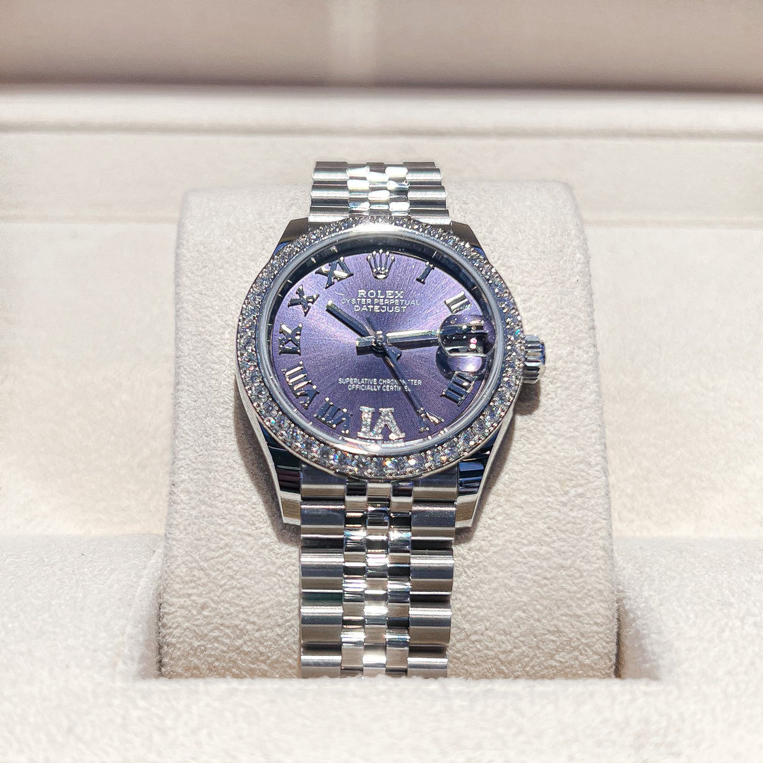 Rolex Datejust31 31mm Steel/WG Purple Dial Numeral Markers 2024 Ref m278384rbr-0030 (#729)