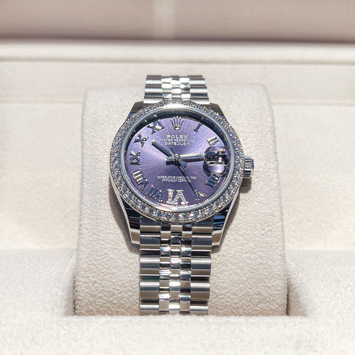 Rolex Datejust31 31mm Steel/WG Purple Dial Numeral Markers 2024 Ref m278384rbr-0030 (#729)