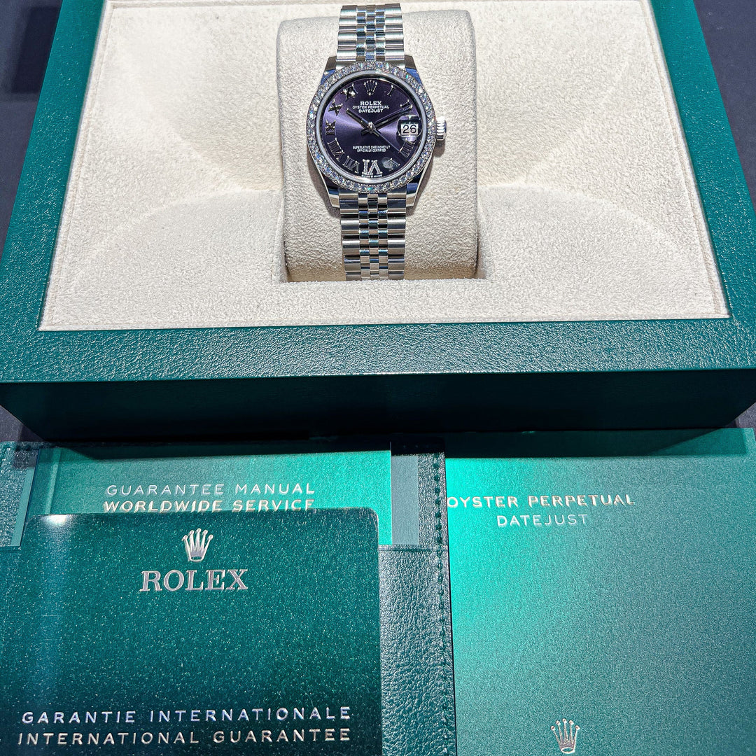 Rolex Datejust31 31mm Steel/WG Purple Dial Numeral Markers 2024 Ref m278384rbr-0030 (#729)