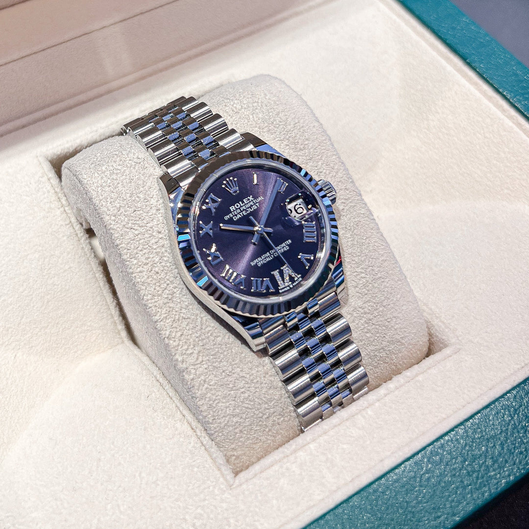 Rolex Datejust31 31mm Steel/WG Purple Dial Numeral Markers 2024 Ref m278274-0026 (#728)