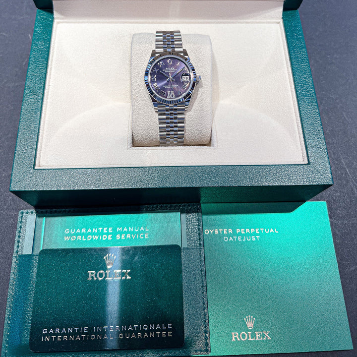 Rolex Datejust31 31mm Steel/WG Purple Dial Numeral Markers 2024 Ref m278274-0026 (#728)