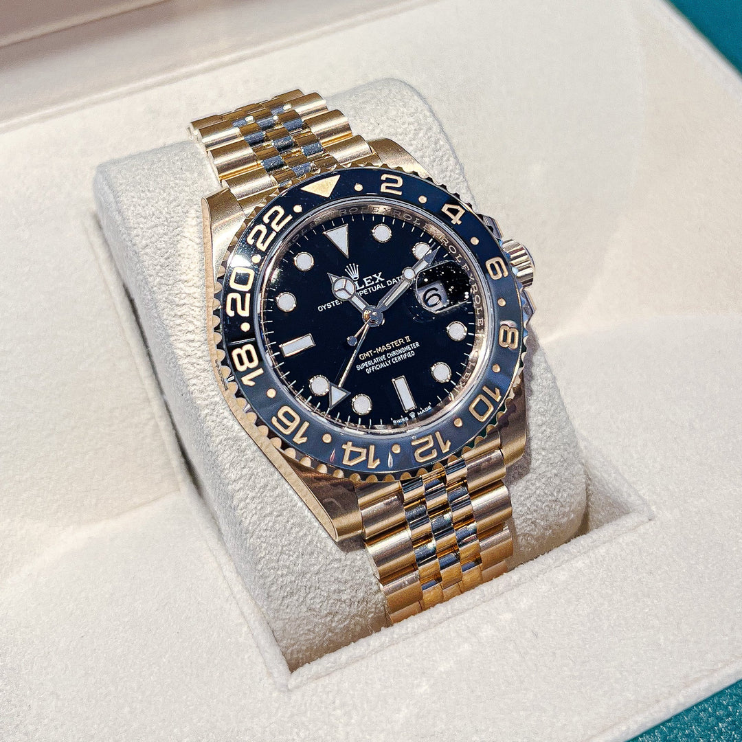 Rolex GMT-Master II 40mm YG Black Dial Button Markers 2024 Ref m126718grnr-0001 (#858)
