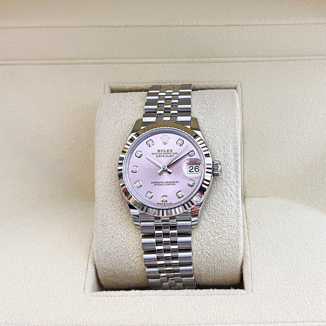 Rolex Datejust31 31mm Steel/WG Pink Dial Diamond Markers 2024 Ref m278274-0032 (#668)