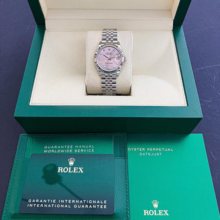 Rolex Datejust31 31mm Steel/WG Pink Dial Diamond Markers 2024 Ref m278274-0032 (#668)