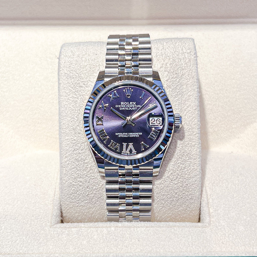 Rolex Datejust31 31mm Steel/WG Purple Dial Numeral Markers 2024 Ref m278274-0026 (#728)
