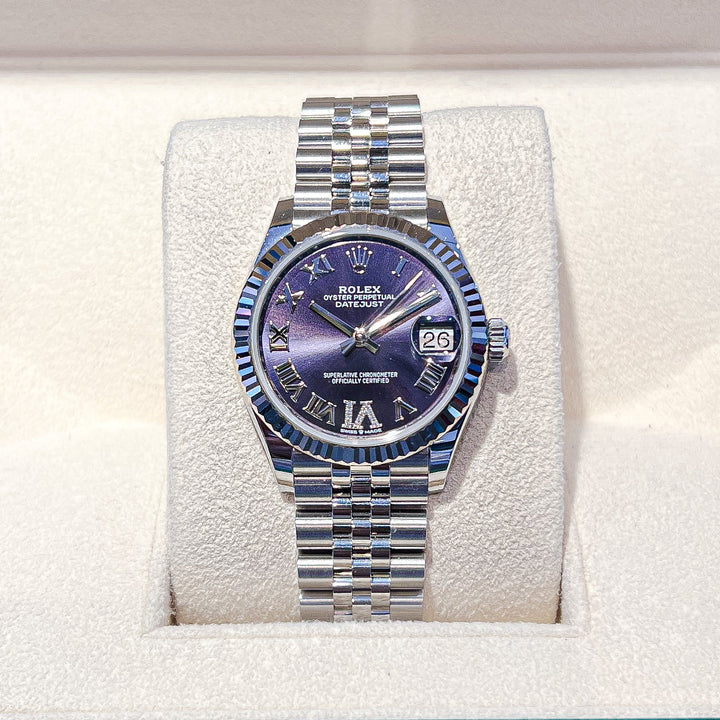 Rolex Datejust31 31mm Steel/WG Purple Dial Numeral Markers 2024 Ref m278274-0026 (#728)