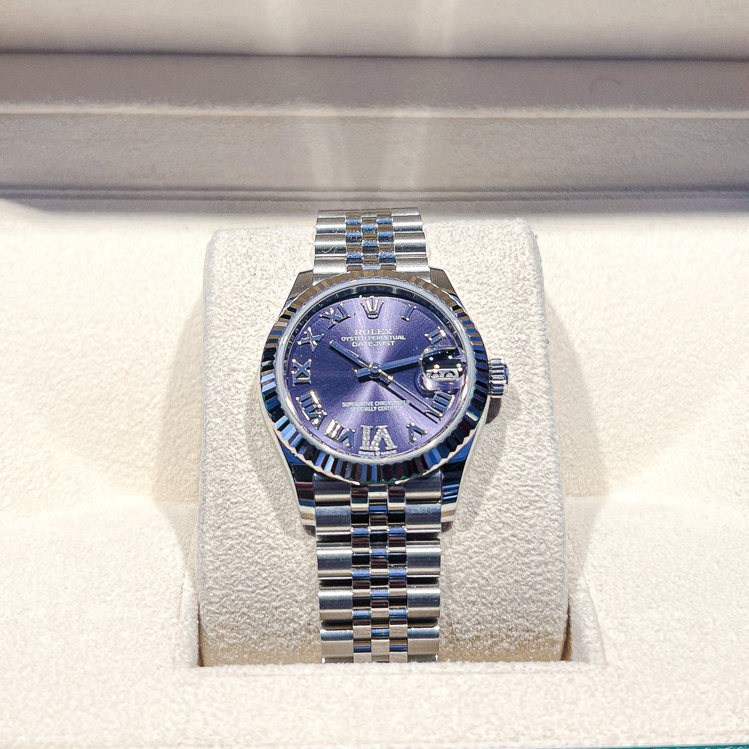 Rolex Datejust31 31mm Steel/WG Purple Dial Numeral Markers 2024 Ref m278274-0026 (#728)