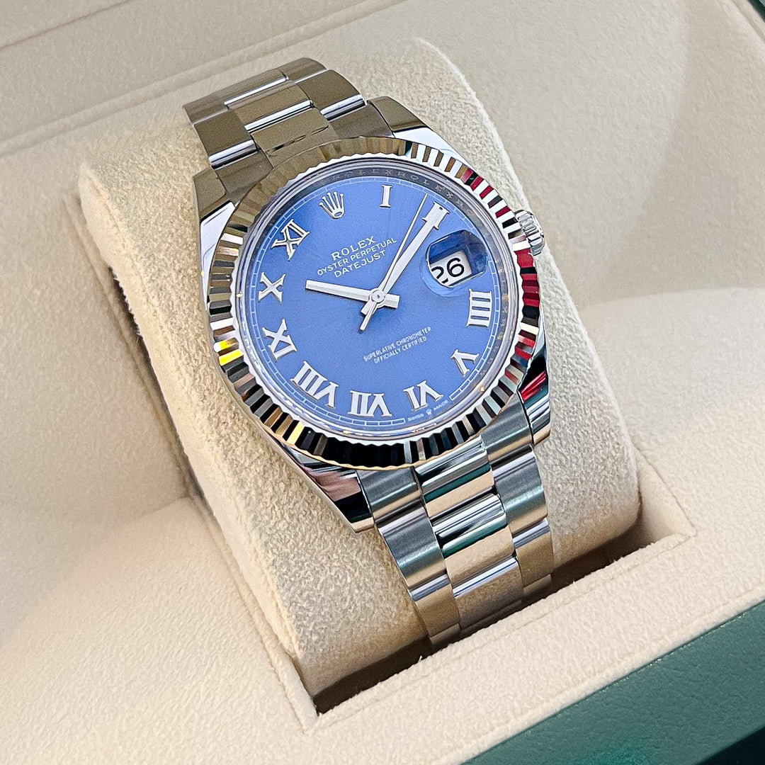Rolex Datejust41 41mm Steel/WG Azzurro Blue Dial Numeral Markers 2025 Ref m126334-0025 (#913)
