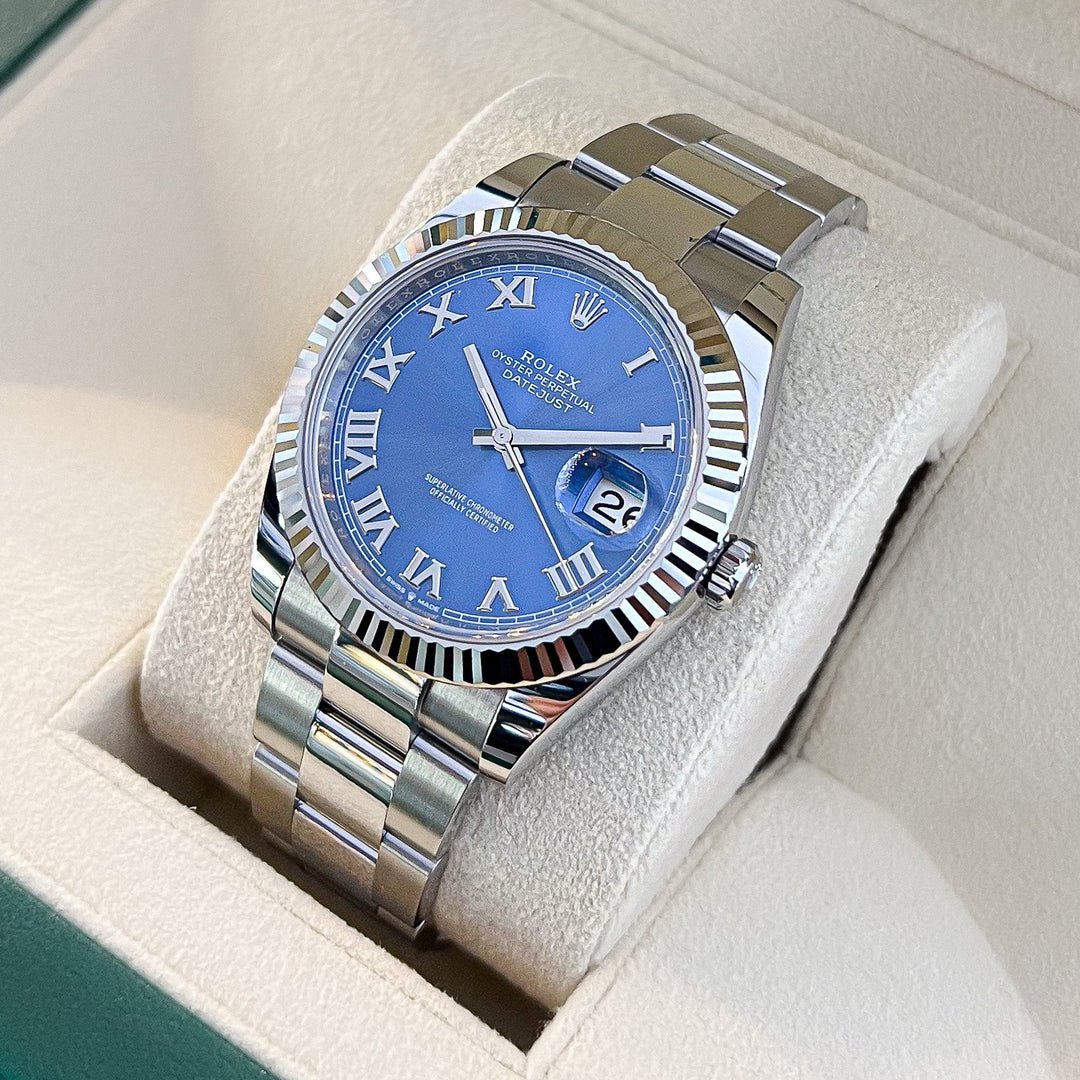 Rolex Datejust41 41mm Steel/WG Azzurro Blue Dial Numeral Markers 2025 Ref m126334-0025 (#913)