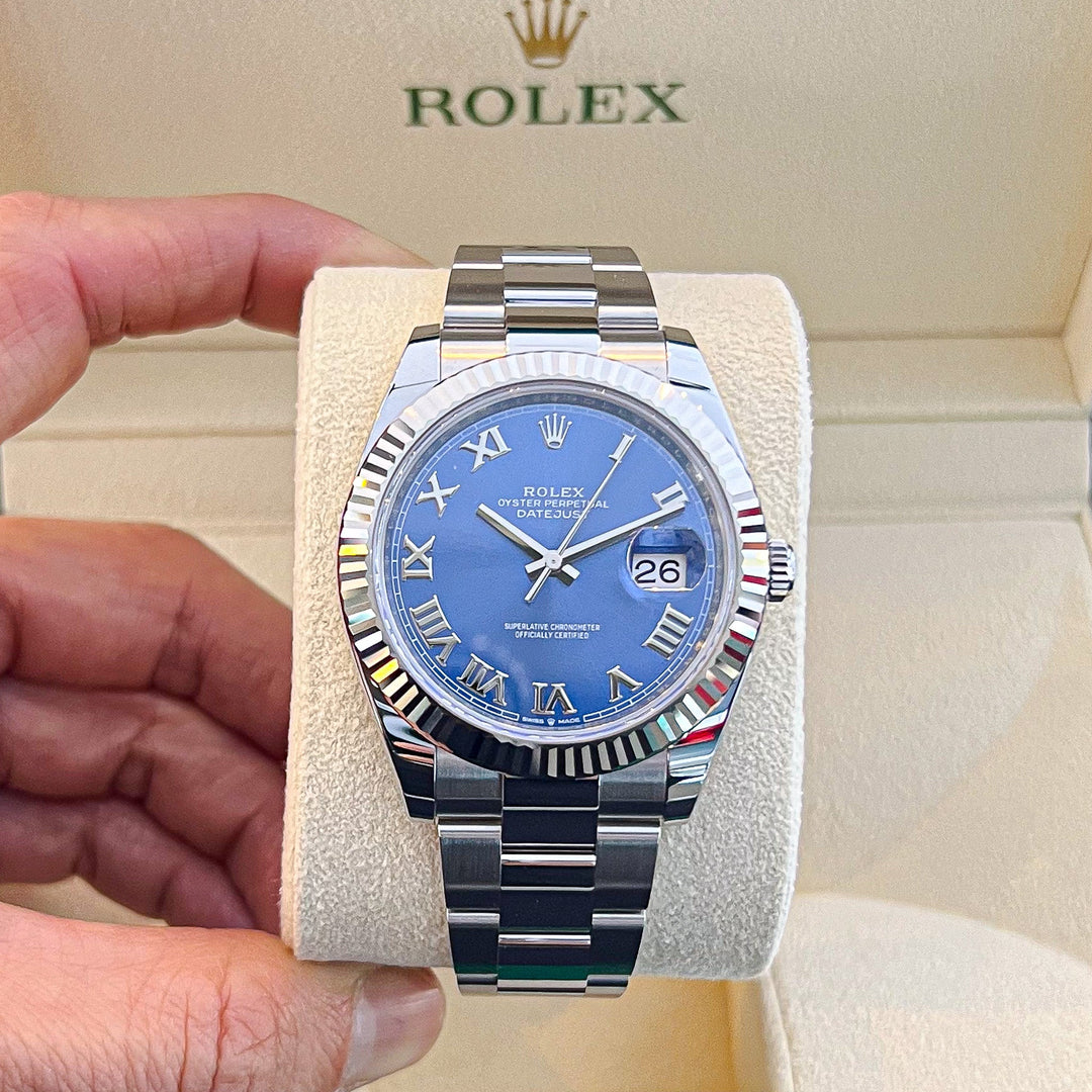 Rolex Datejust41 41mm Steel/WG Azzurro Blue Dial Numeral Markers 2025 Ref m126334-0025 (#913)