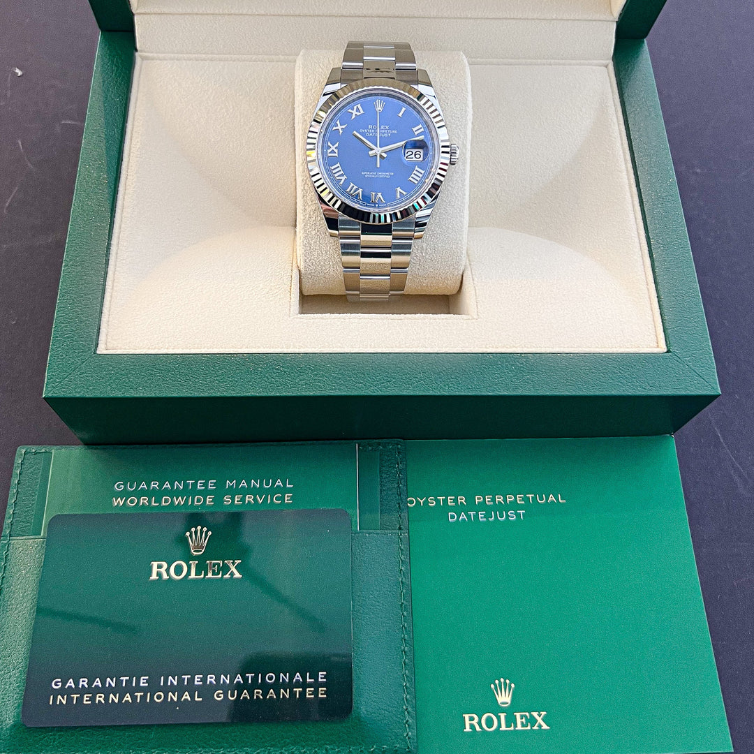 Rolex Datejust41 41mm Steel/WG Azzurro Blue Dial Numeral Markers 2025 Ref m126334-0025 (#913)