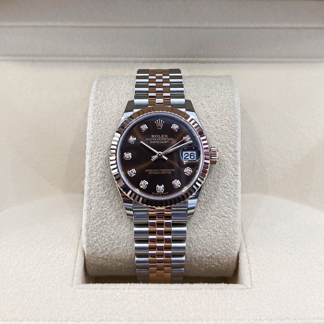 Rolex Datejust31 31mm Steel/RG Chocolate Dial Diamond Markers 2024 Ref m278271-0028 (#847)