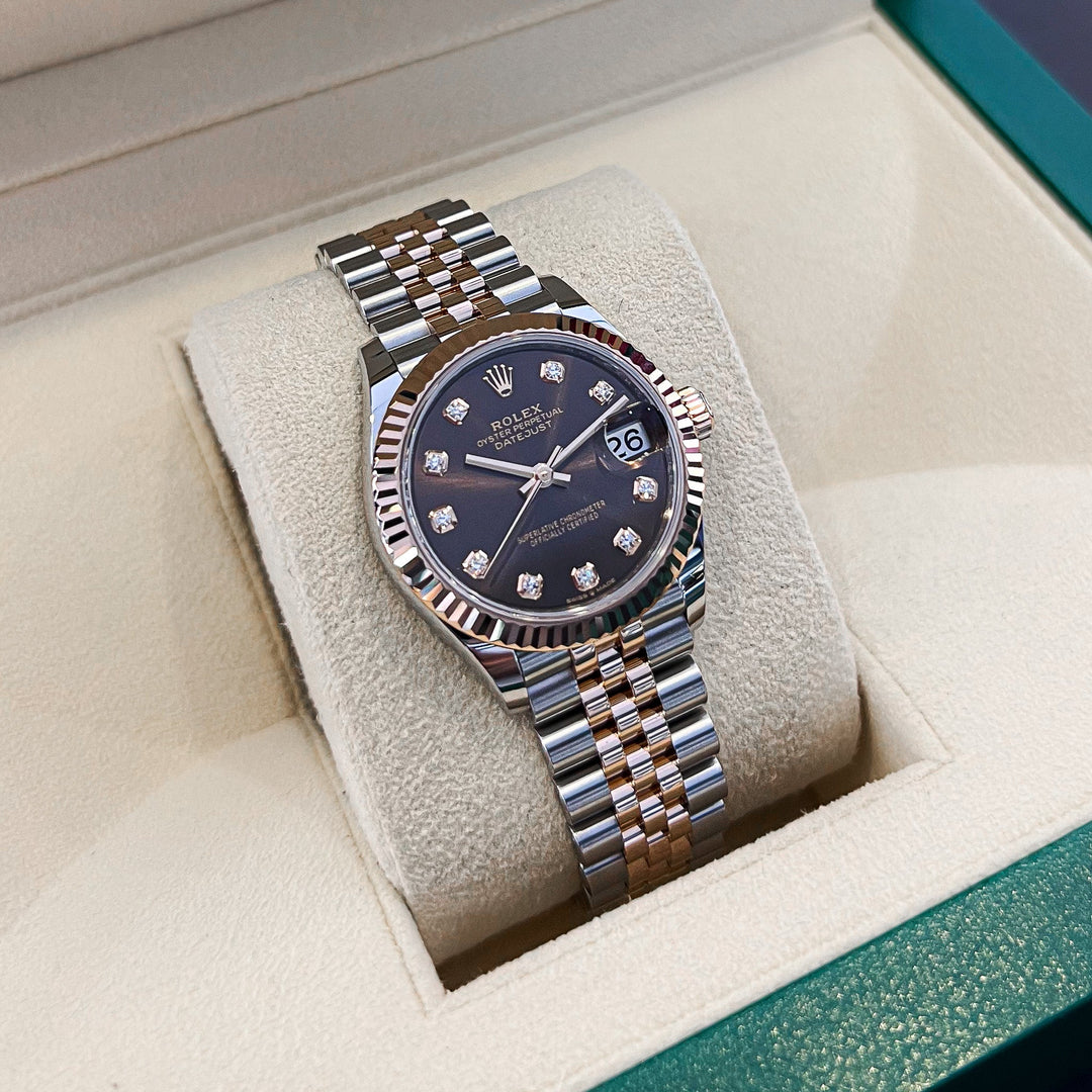 Rolex Datejust31 31mm Steel/RG Chocolate Dial Diamond Markers 2024 Ref m278271-0028 (#847)