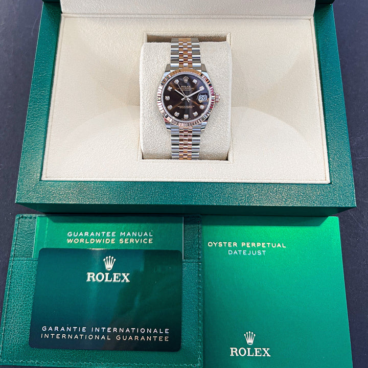 Rolex Datejust31 31mm Steel/RG Chocolate Dial Diamond Markers 2024 Ref m278271-0028 (#847)