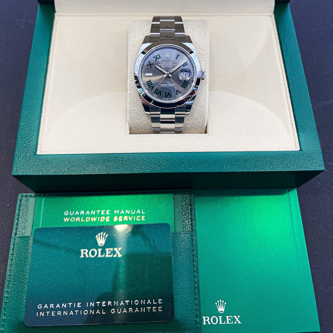 Rolex Datejust41 41mm 'Wimbledon' Steel Slate Dial Numeral Markers 2024 Ref m126300-0013 (#722)
