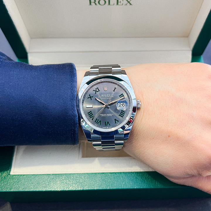 Rolex Datejust41 41mm 'Wimbledon' Steel Slate Dial Numeral Markers 2024 Ref m126300-0013 (#722)
