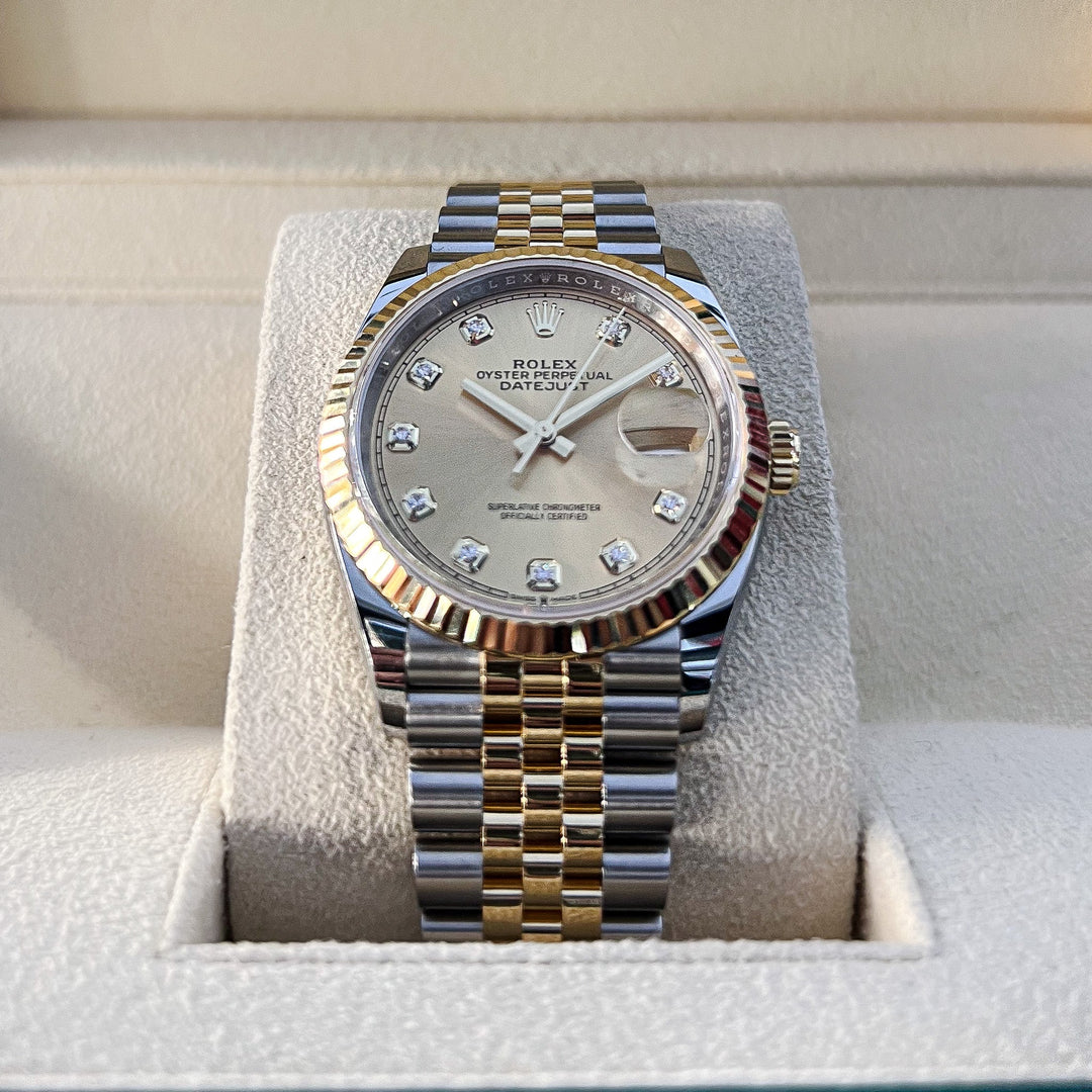 Rolex Datejust36 36mm Steel/YG Champagne Dial Diamond Markers 2024 Ref m126233-0017 (#619)