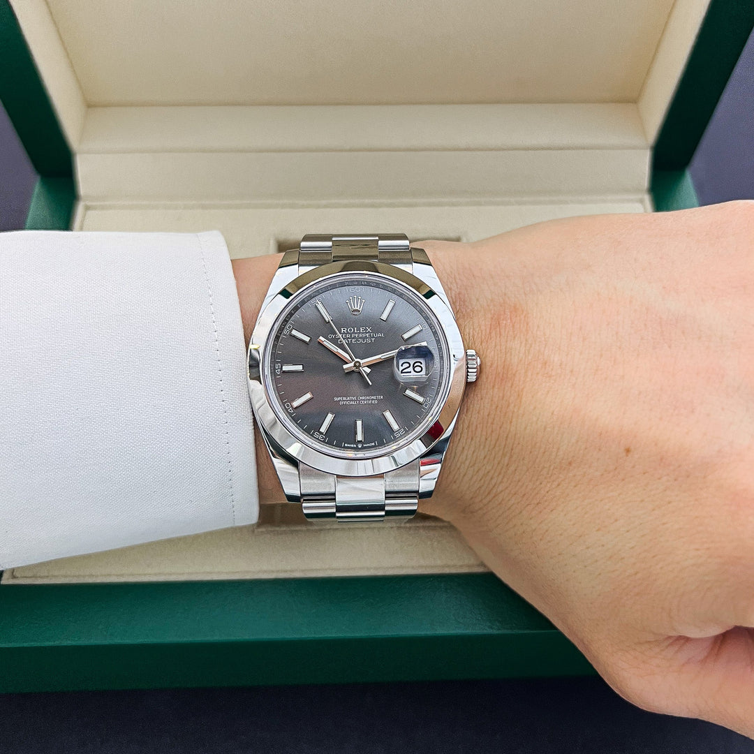 Rolex Datejust41 41mm Steel Slate Dial Stick Markers 2024 Ref m126300-0007 (#746)