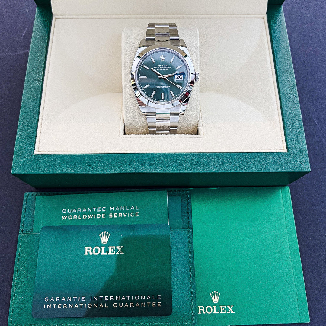 Rolex Datejust41 41mm Steel Green Dial Stick Markers 2024 Ref m126300-0019 (#721)