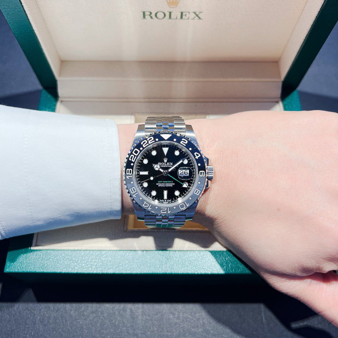 Rolex GMT-Master II 40mm 'Bruce Wayne' Steel Black Dial Button Markers 2024 Ref m126710grnr-0003 (#743)